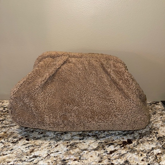 mango shearling clutch